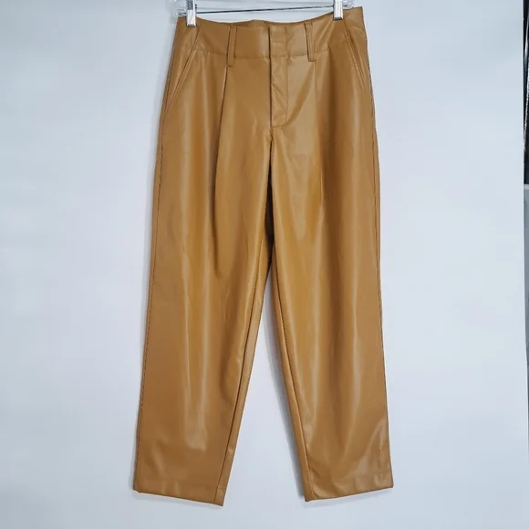 A New Day Faux Leather Carmel .Straight Leg Pants New Size‎ 8 - Picture 3 of 11